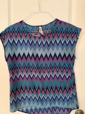 Live 4 Truth Chevron Cap Sleeve Top in Blue and Pink